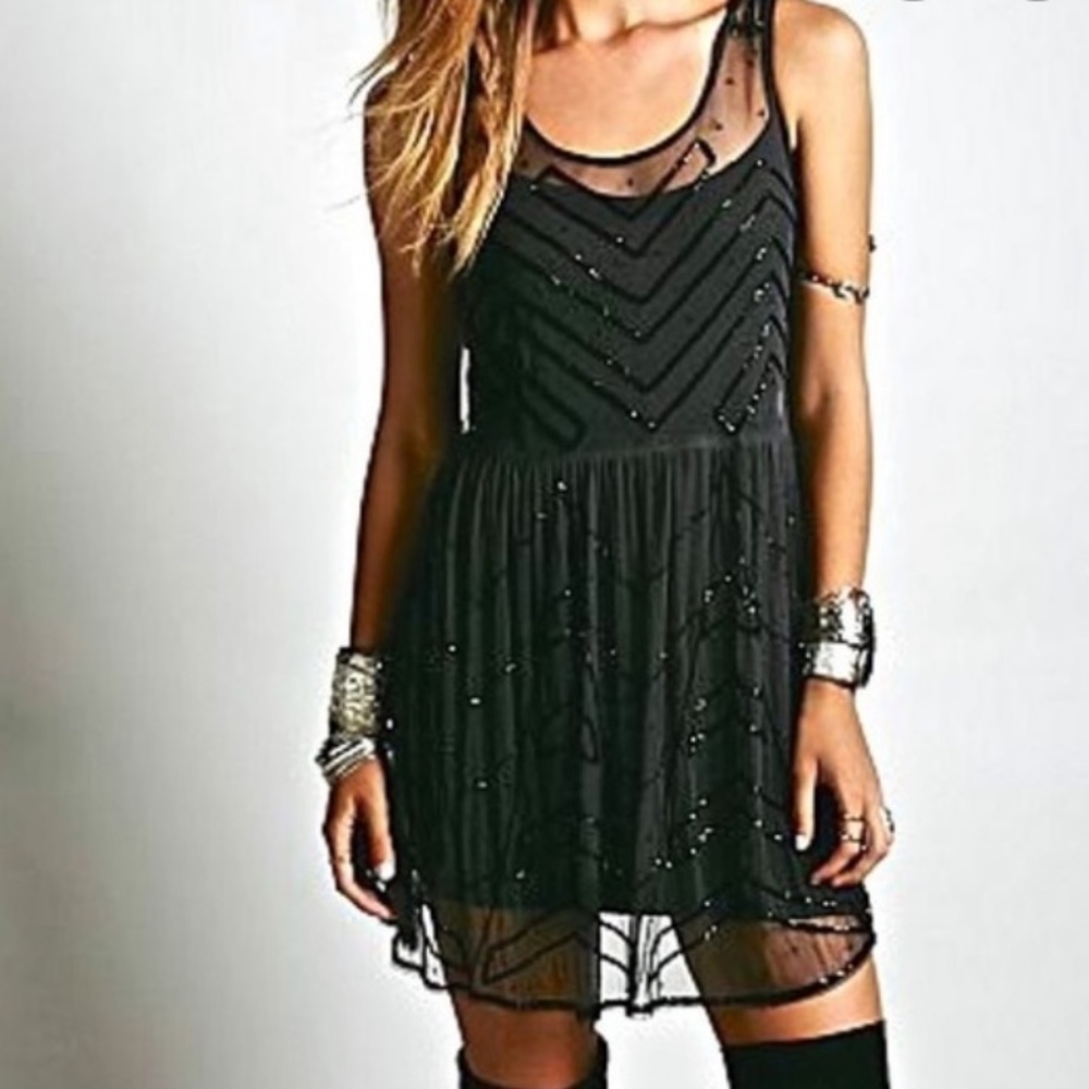 NWOT Free People Beaded Mini Dress